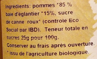 Compote de pomme cynorhodon ingredients label