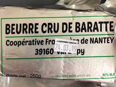 Beurre cru de baratte 82% M.G.