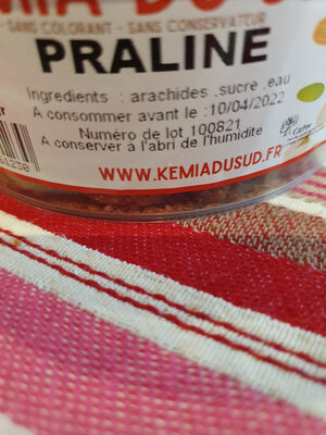 Praline ingredients label