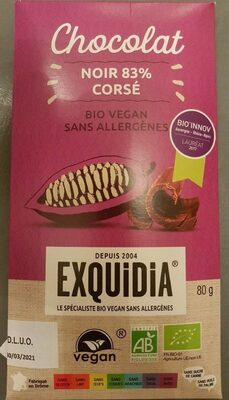 Chocolat noir 83% corsé front packaging