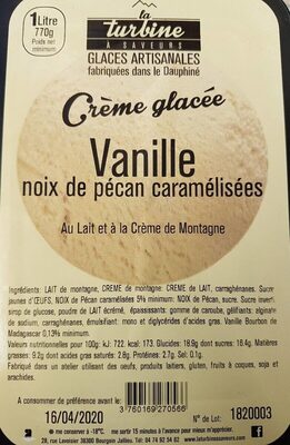 Vanille noix de pécan caramélisées front packaging