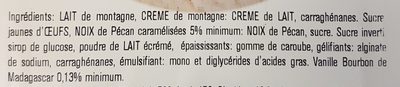 Vanille noix de pécan caramélisées ingredients label