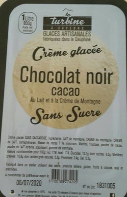 Creme glacée  chocolat noir  cacao  sans sucre
