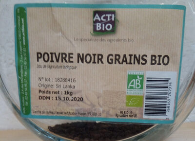 Poivre noir grains bio