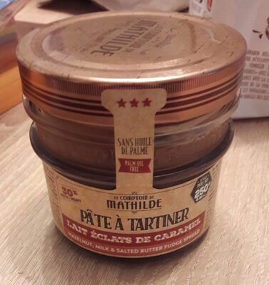 Pâte à tartiner lait éclats de caramel front packaging