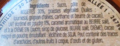 Pâte à tartiner lait éclats de caramel ingredients label