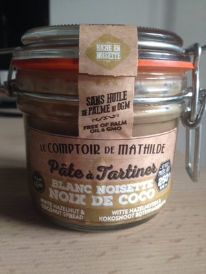 Pâte à tartiner blanc, noisette et noix de coco
