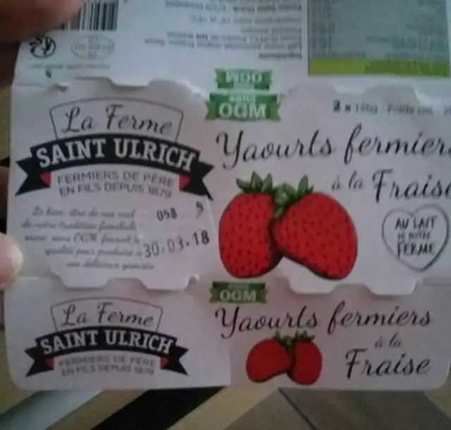 Yaourts fermiers à la fraise front packaging