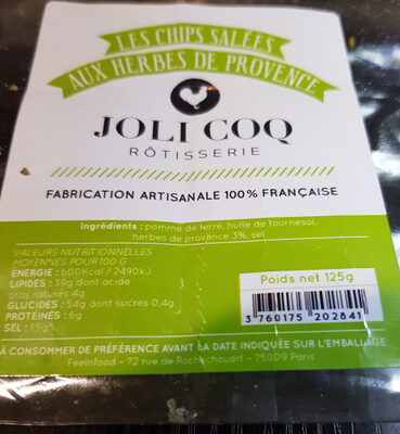 Les chips salées aux herbes de Provence