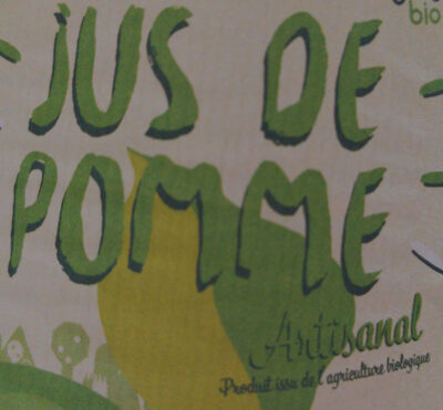 Jus de pomme Artisanal Pur jus ingredients label
