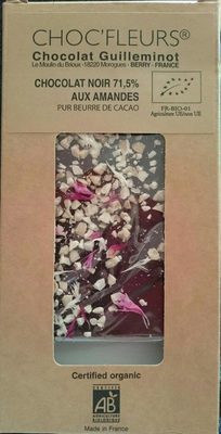 Choc'fleurs Chocolat noir 71,5% aux amandes