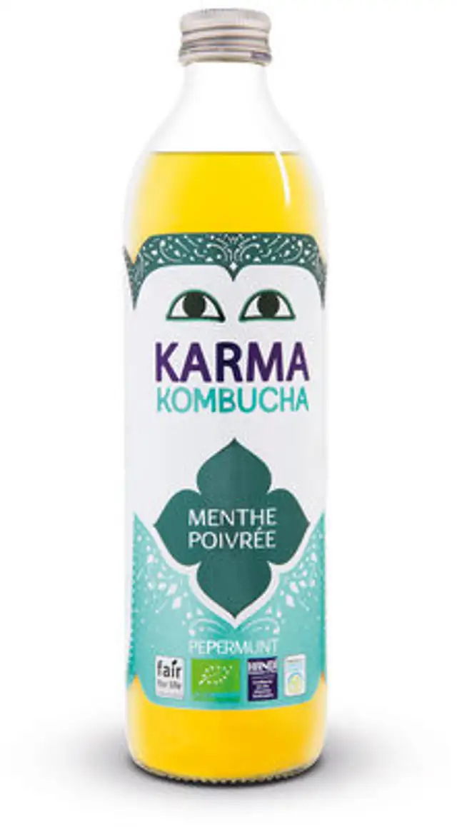 Karma Kombucha pepper mint front packaging