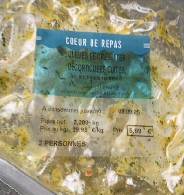 Préparation queues crevette