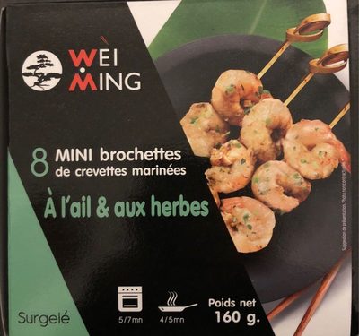 8 mini brochettes de crevettes marinées