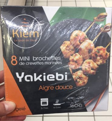 8 mini brochettes de crevettes marinées Yakiebi aigre douce