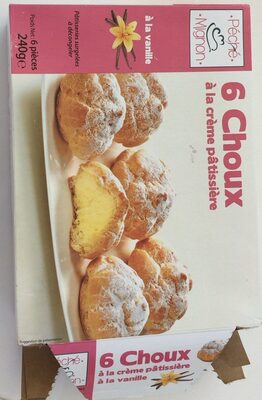 6 choux à la crème pâtissière à la vanille front packaging