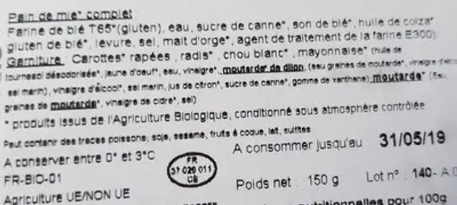 Le vegetarien ingredients label