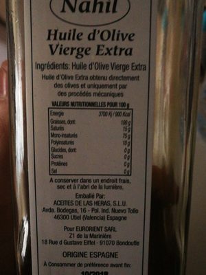 Nahil ingredients label