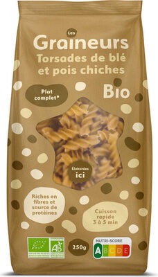 Torsades  blé dur et pois chiches germées