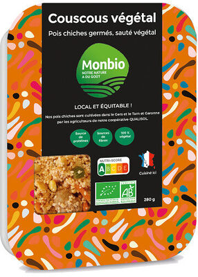 Couscous Végétal, pois chiches germés, sauté végétal