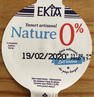 Yaourt nature 0%