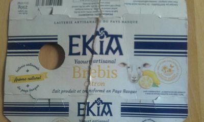 Yaourt brebis citron front packaging