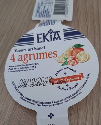 Yaourt artisanal 4 agrumes front packaging
