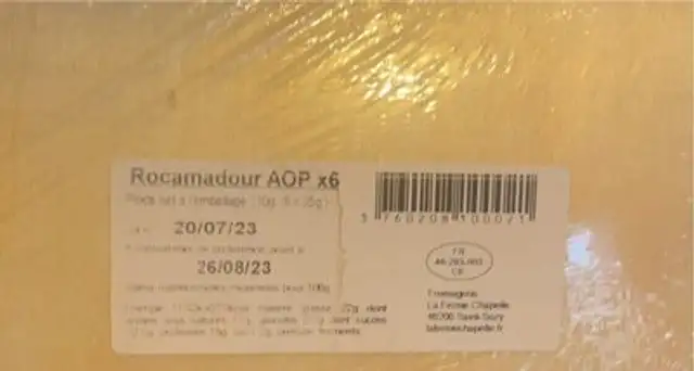 Rocamadour nutrition facts table