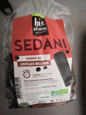 Sedani aux lentilles de béluga front packaging