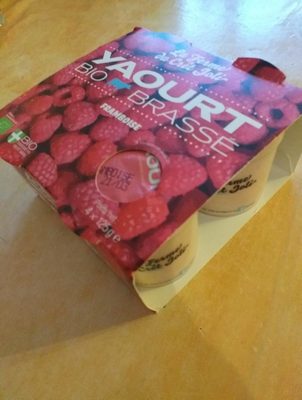 Yaourt bio brassé à la framboise front packaging