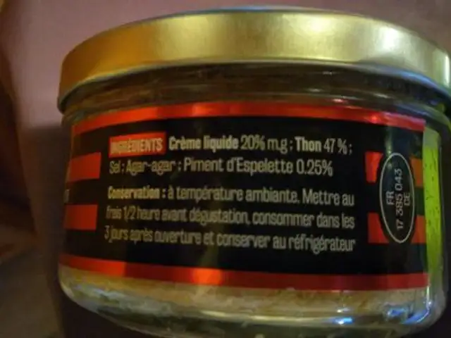 Rillettes de thon ingredients label