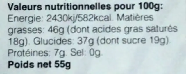 Truffes de caco cru 7 épices nutrition facts table