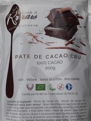 Pâte de cacao cru