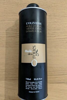 Huile d'olive vierge extra front packaging