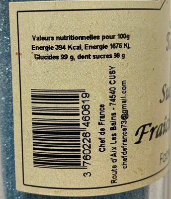 Sucre Saveur Fraîcheur des Alpes nutrition facts table