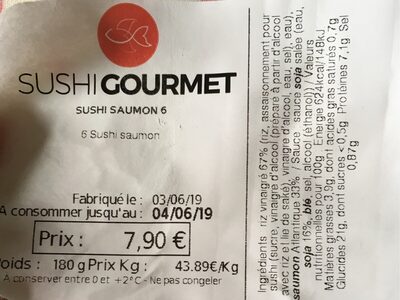 Sushi saumon front packaging