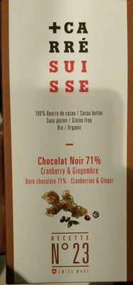 Chocolat noir 71% Cranberry & Gingembre Recette n°23