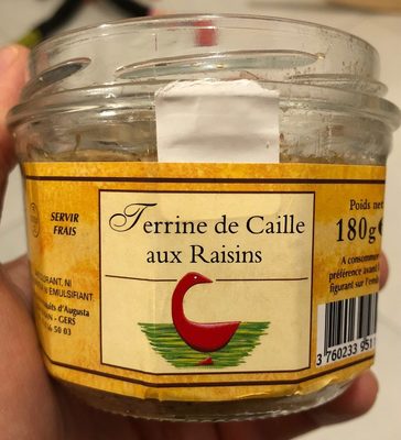 Terrine de caille aux raisins front packaging