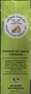 Terrine de Caille Pistavhe