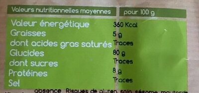 Farine de châtaignes nutrition facts table
