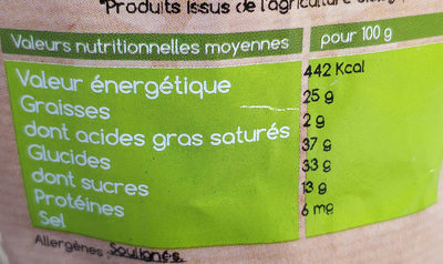 Melange special 4 mendiants nutrition facts table