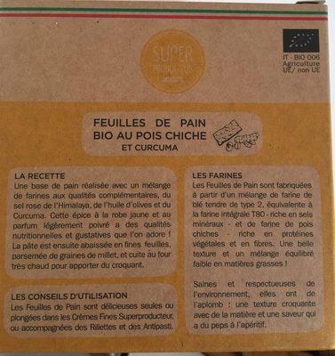 Feuilles de pain bio au pois chiche