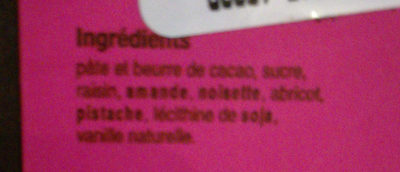 chocolat ingredients label