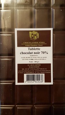 Tablette chocolat noir 70% front packaging