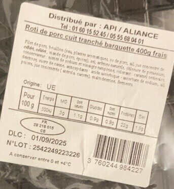 Rôti de porc tranché