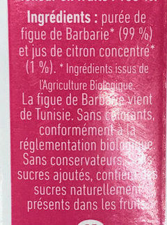 Figue de Barbarie biologique 100% fruit ingredients label
