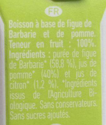 Figue de barbarie + pomme ingredients label