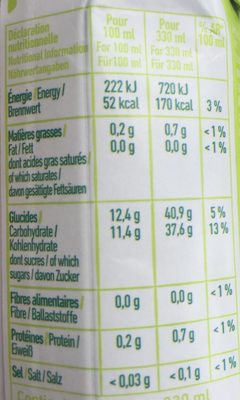 Figue de barbarie + pomme nutrition facts table