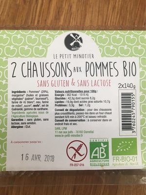 Chaussons aux pommes bio front packaging