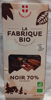 Chocolat noir 70% mendiant front packaging